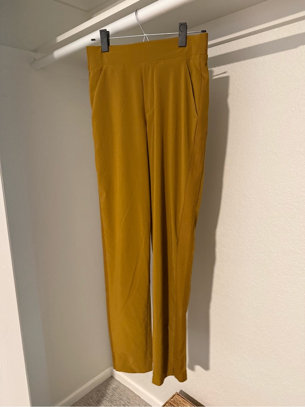 Athleta Mustard Straight-Leg High-Waist Pants